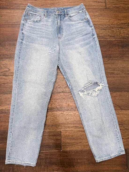 American Eagle Outfitters Denim - American Eagle Women’s Size 14 X-Long Distressed Straight Light Wash 100% Cotton